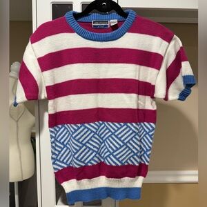 Vintage Short Sleeve Ambassador Striped Knit Sweater